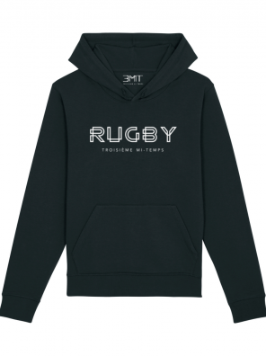 SWEAT CAPUCHE RUGBY 3MT TROISIEME MI TEMPS NOIR BLANC