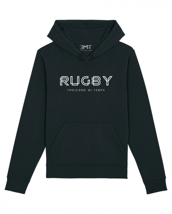 SWEAT CAPUCHE RUGBY 3MT TROISIEME MI TEMPS NOIR BLANC