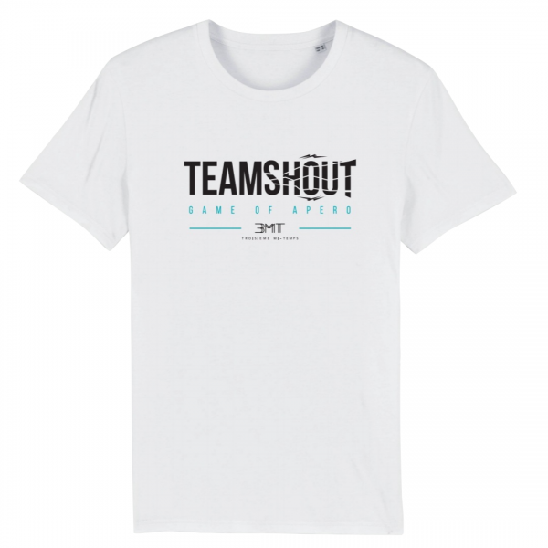 t-shirt teamshout 3mt troisieme mi-temps blanc