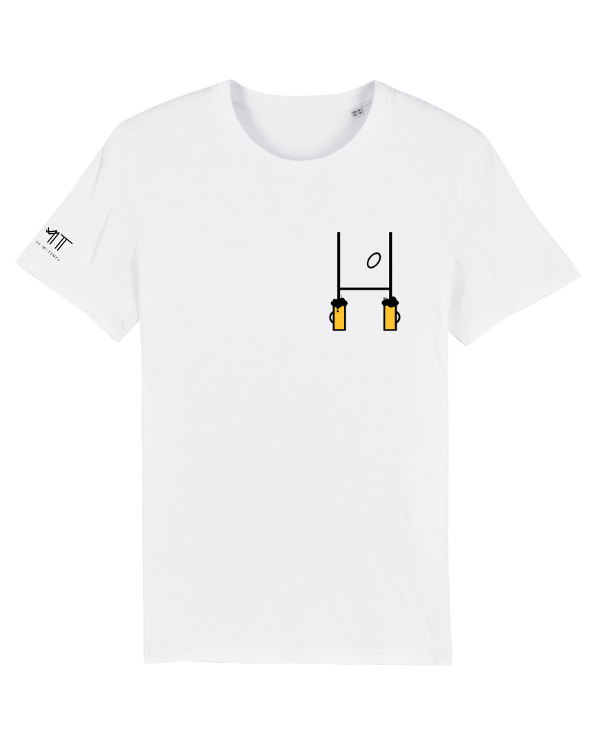 t-shirt blanc 100 % coton bio RUGBY BIERE 3mt troisième mi-temps.