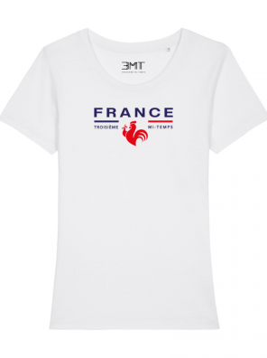 tshirt femme france 3mt troisieme mi temps rugby bleu blanc rouge coton bio xv ovalie french