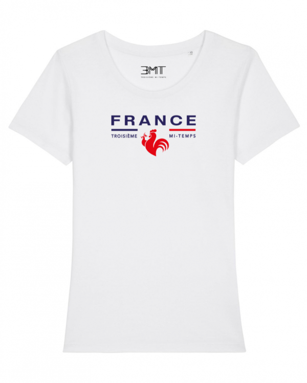 tshirt femme france 3mt troisieme mi temps rugby bleu blanc rouge coton bio xv ovalie french