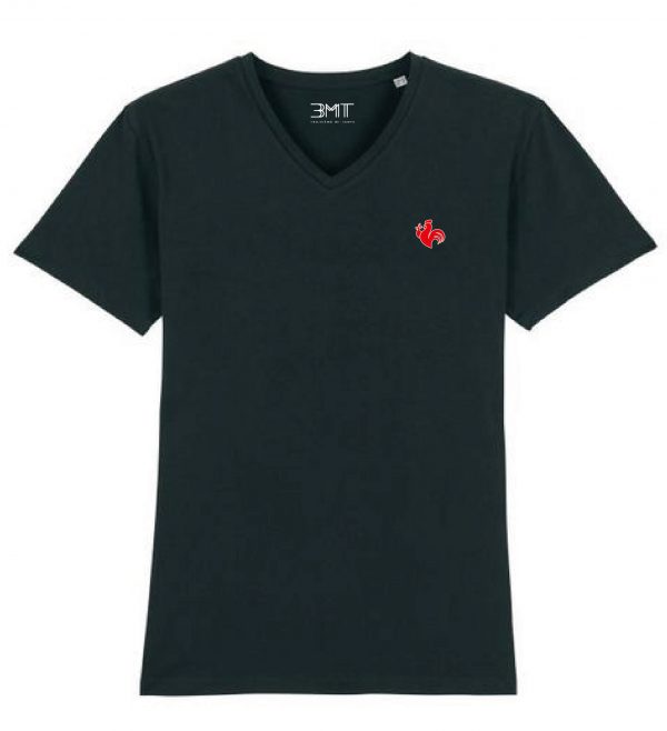 3mt troisieme mi temps tshirt col v coq rouge blanc bleu noir