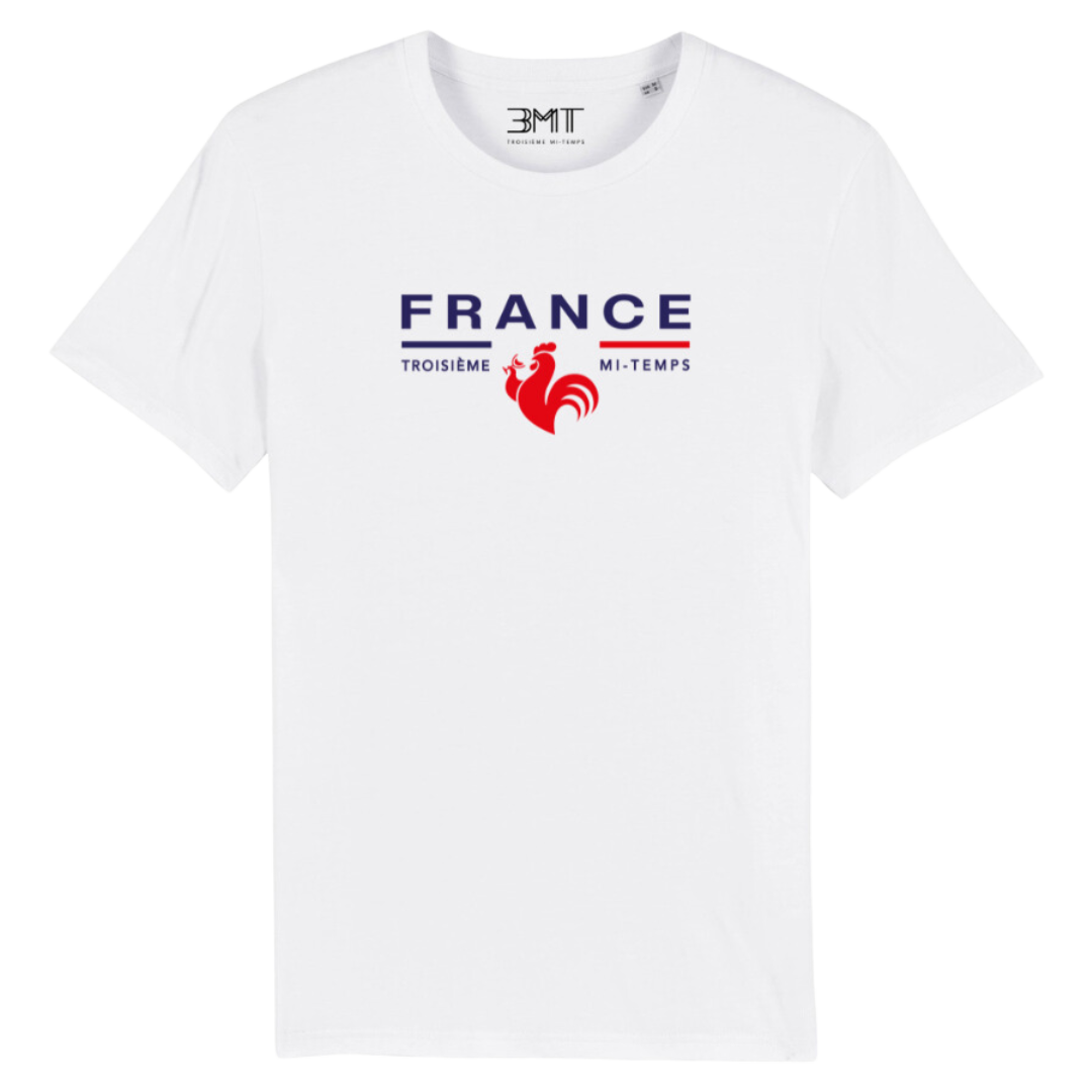 t-shirt France 3mt troisième mi temps bleu blanc rouge coton bio t-shirt France 3mt troisième mi temps bleu blanc rouge coton bio