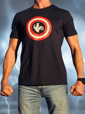 T-shirt 3MT Captain en coton bio, america, rugby, pour le super héros qui sommeille en vous