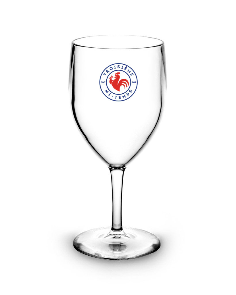 La verre officiel de l’équipe de France... de la Troisième mi-temps ! Verre à vin transparent plastique incassable